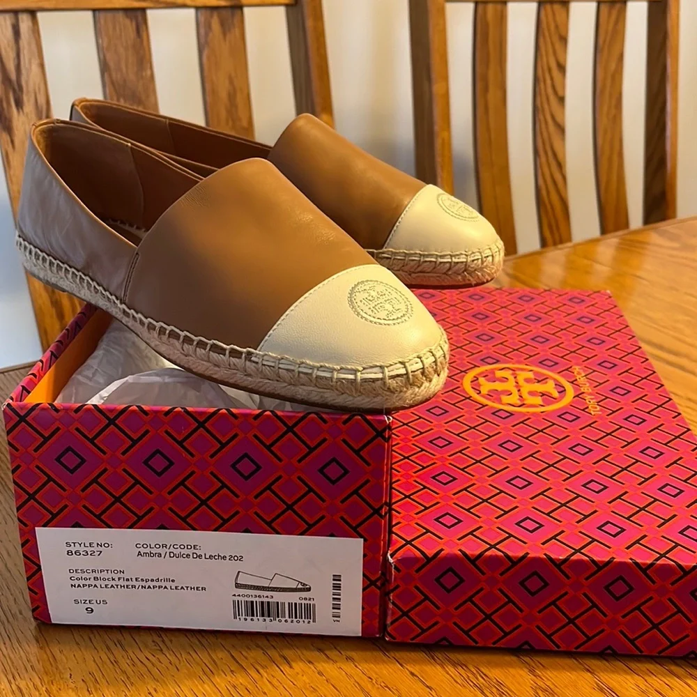 Tory Burch Brown and Cream Espadrilles - Picture 1 of 4